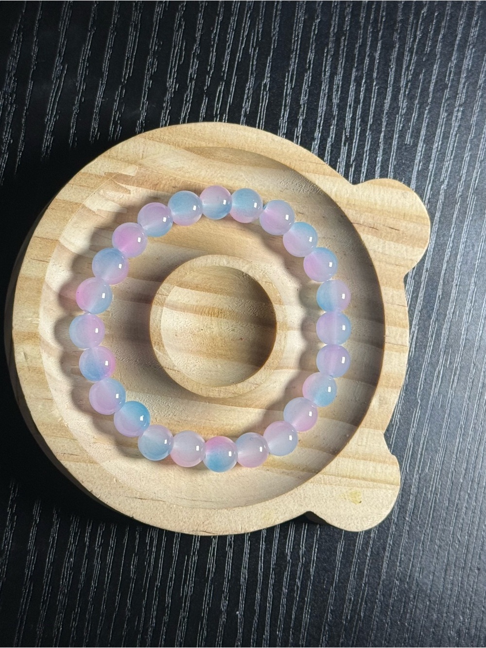 Kids Pink & Blue Beaded Stretch Bracelet - Brand Unknown